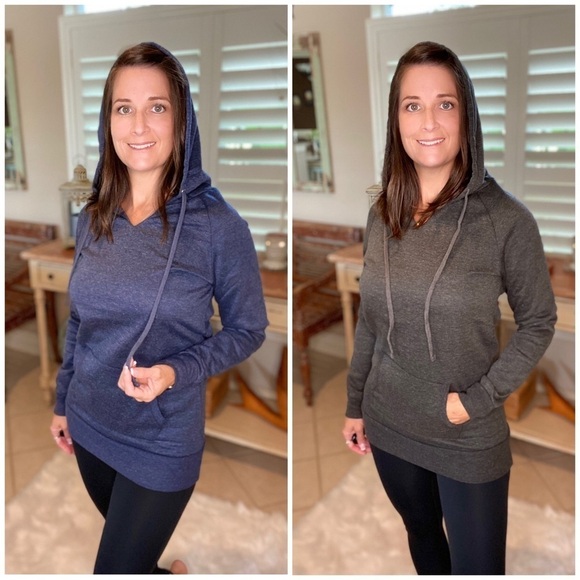 Drawstring Hoodie Kangaroo Pocket Navy 3520 - Picture 2 of 9